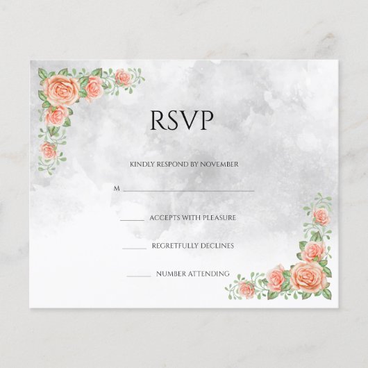 Floral Wedding RSVP Kaart Flyer (Voorkant)
