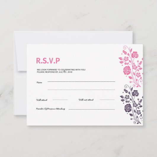 Floral Wedding RSVP-kaart Kaart (Voorkant)