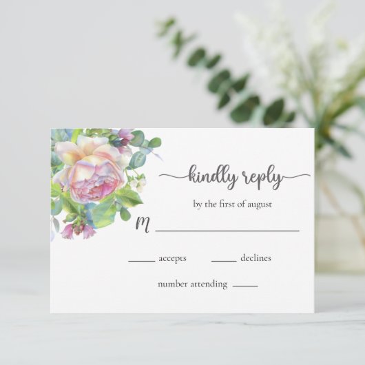Floral Wedding RSVP-kaart RSVP Kaartje (Staand voorkant)