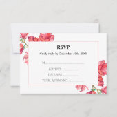 Floral Wedding RSVP Roze Magnolia White Kaart (Voorkant)