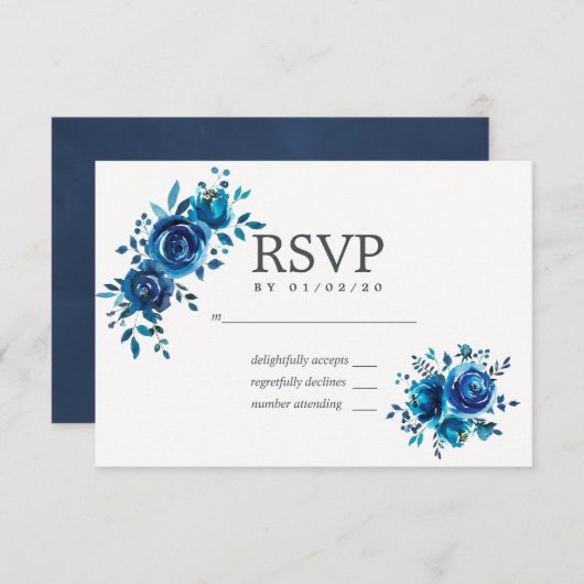 Floral Wedding RSVP Waterverf (Voorkant / Achterkant)