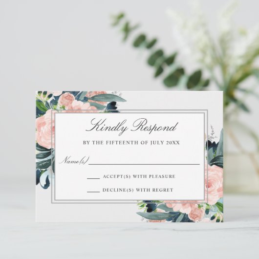 Floral Wedding RSVP Waterverf (Staand voorkant)
