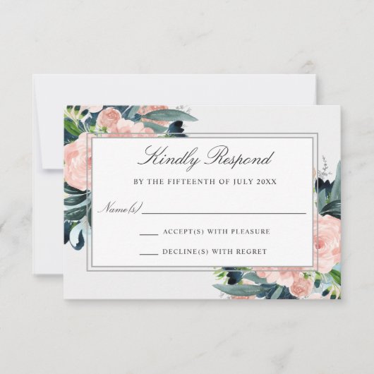 Floral Wedding RSVP Waterverf Kaartje (Voorkant)