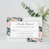 Floral Wedding RSVP Waterverf Kaartje (Staand voorkant)