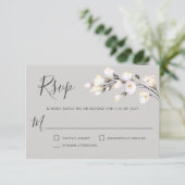 Floral Wedding RSVP witte Waterverf Kaartje (Staand voorkant)