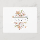 Floral Wedding RSVP witte Waterverf Uitnodiging Briefkaart (Voorkant)