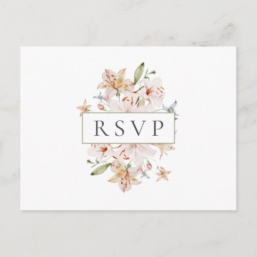 Floral Wedding RSVP witte Waterverf Uitnodiging Briefkaart (Voorkant)