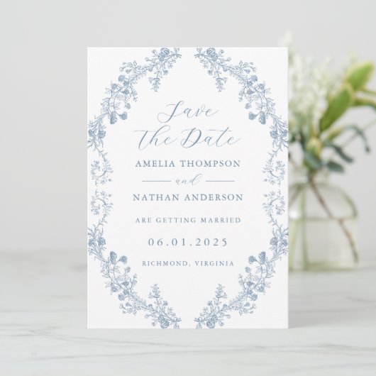  Floral Wedding Save the Date (Staand voorkant)