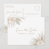 Floral Wedding Save the Date Aankondigingskaart (Voorkant / Achterkant)