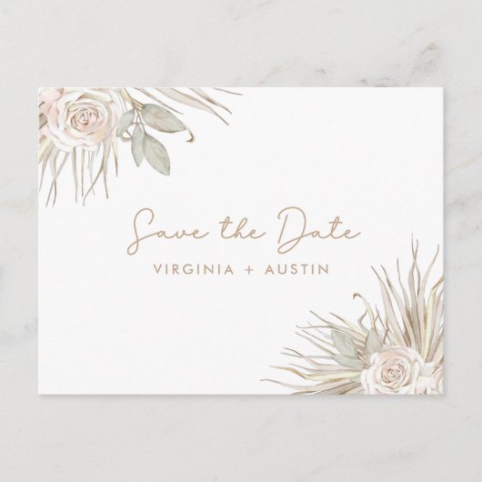 Floral Wedding Save the Date Aankondigingskaart (Voorkant)