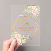 Floral Wedding Save the Date Acryl Uitnodigingen (Insitu (Draagbaar))