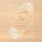 Floral Wedding Save the Date Acryl Uitnodigingen (Voorkant)