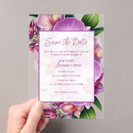 Floral Wedding Save the Date Acryl Uitnodigingen