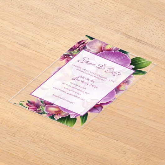 Floral Wedding Save the Date Acryl Uitnodigingen (Laagn)