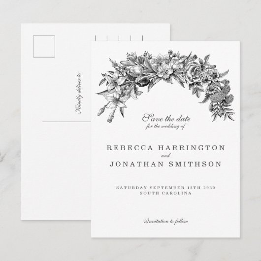  Floral Wedding Save the Date Briefkaart (Voorkant / Achterkant)