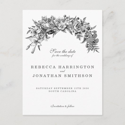  Floral Wedding Save the Date Briefkaart (Voorkant)