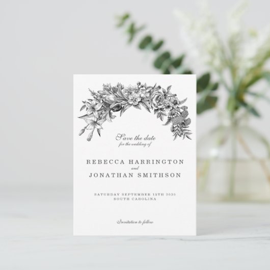  Floral Wedding Save the Date Briefkaart (Staand voorkant)