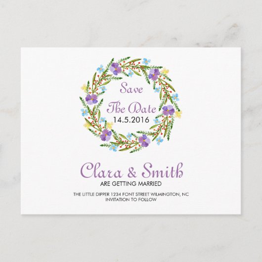 Floral Wedding Save the Date Briefkaart (Voorkant)