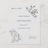 Floral Wedding Save the Date Budget Uitnodiging Flyer (Voorkant)