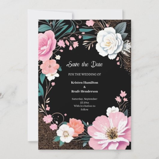 Floral Wedding Save the Date Card (Voorkant)