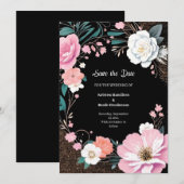 Floral Wedding Save the Date Card (Voorkant / Achterkant)