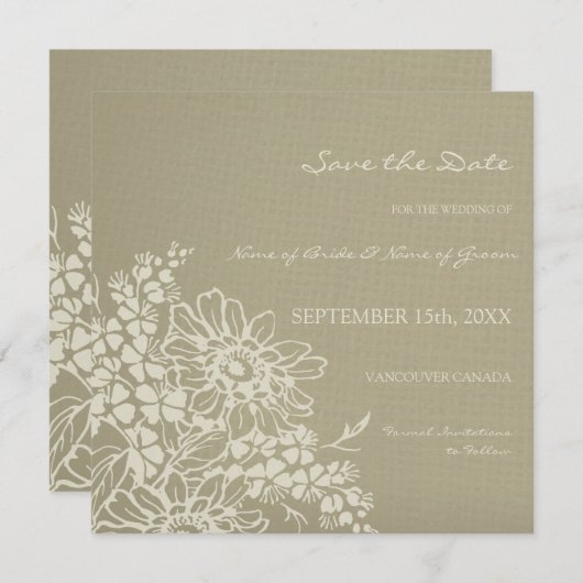  Floral Wedding Save the Date Card (Voorkant / Achterkant)