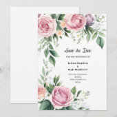 Floral Wedding Save the Date Card (Voorkant / Achterkant)