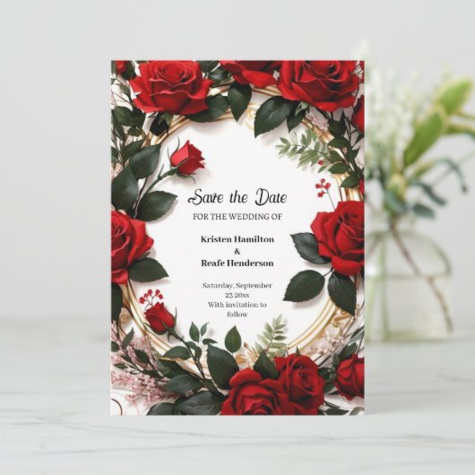 Floral Wedding Save the Date Card (Staand voorkant)
