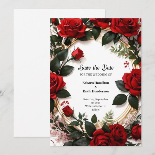 Floral Wedding Save the Date Card (Voorkant / Achterkant)