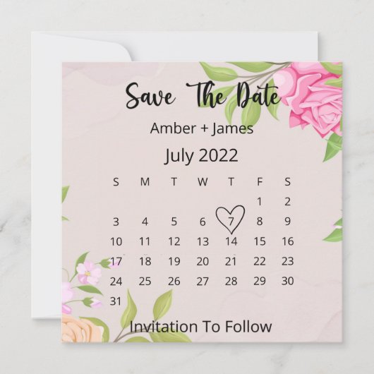 Floral Wedding Save the Date Flat Card Kaart (Voorkant)