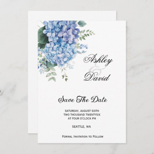 Floral Wedding Save the Date Invitation Kaart (Voorkant / Achterkant)