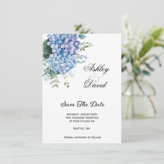 Floral Wedding Save the Date Invitation Kaart (Staand voorkant)