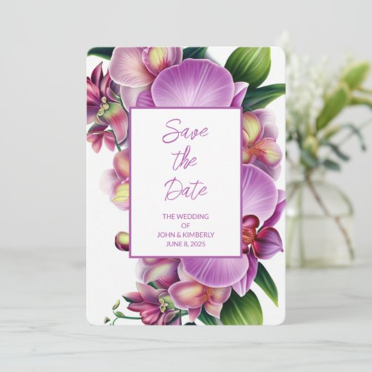 Floral Wedding Save The Date Kaart (Staand voorkant)