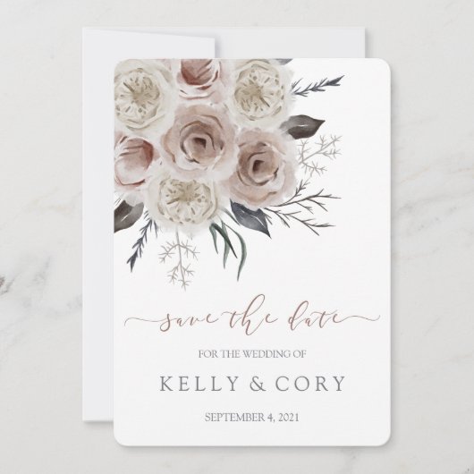 Floral Wedding Save the Date Kaarten (Voorkant)