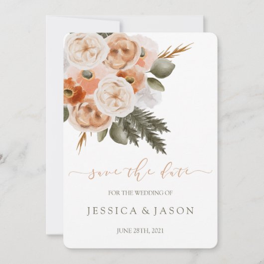 Floral Wedding Save the Date Kaarten (Voorkant)