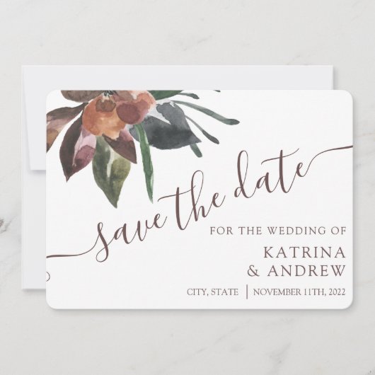 Floral Wedding Save the Date Kaarten (Voorkant)