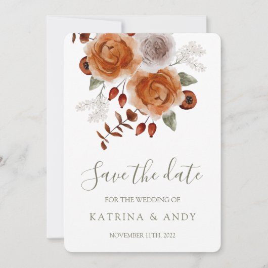 Floral Wedding Save the Date Kaarten (Voorkant)
