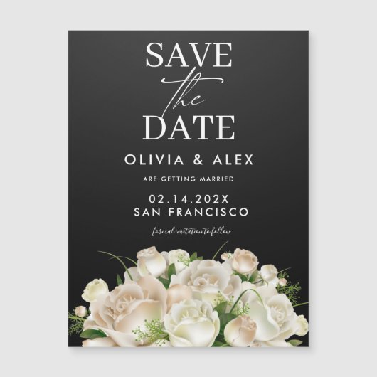 Floral Wedding Save the Date Magnetische Uitnodiging (Voorkant)