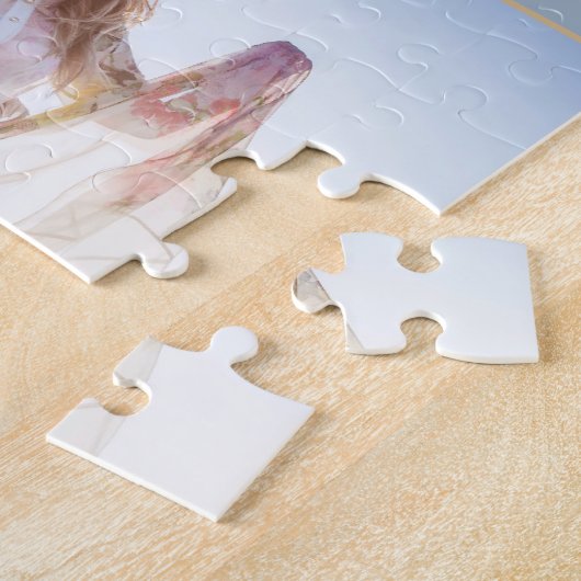 Floral Wedding Save the Date Puzzle Legpuzzel (Zijkant)