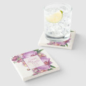 Floral Wedding Save the Date Stenen Onderzetter (Zijkant)