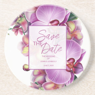 Floral Wedding Save the Date Zandsteen Onderzetter