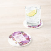 Floral Wedding Save the Date Zandsteen Onderzetter (Zijkant)