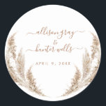 Floral Wedding Seal Ronde Sticker<br><div class="desc">Dit tijdloze romantische ontwerp biedt een grillige waterverf met zachte kleuren en botanische accenten.</div>