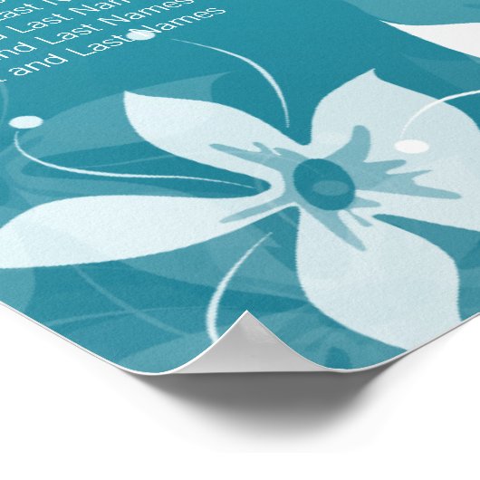 Floral Wedding Seating Chart Exotic Blooms Blue Poster (Hoek)