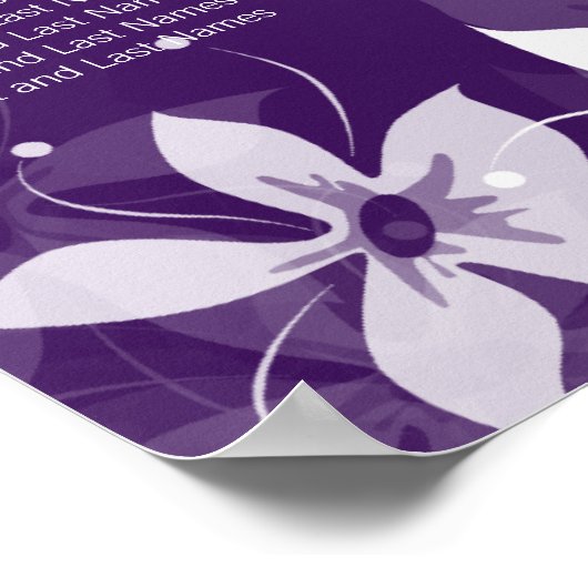 Floral Wedding Seating Chart Exotic Blooms Paars Poster (Hoek)