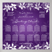 Floral Wedding Seating Chart Exotic Blooms Paars Poster (Voorkant)