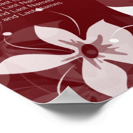 Floral Wedding Seating Chart Exotic Blooms Red Poster (Hoek)