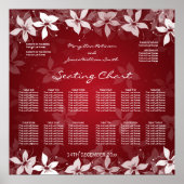 Floral Wedding Seating Chart Exotic Blooms Red Poster (Voorkant)