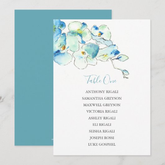 Floral Wedding Seating Chart, Table Plan Kaart (Voorkant / Achterkant)