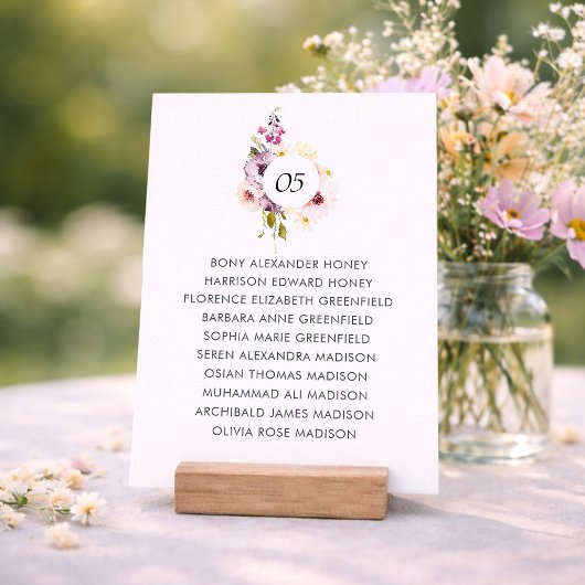 Floral Wedding Seating Chart Table Sign Kaart
